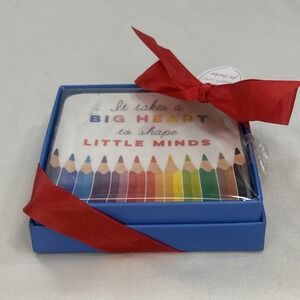 NIB It Takes A Big Heart Trinket Dish Teachers Appreciation Gift Color Pencils